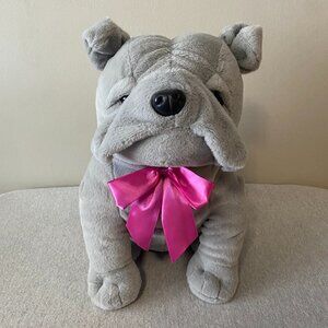 NWOT Shoppers Drug Mart Valentine's Day XOXO Grey Bulldog Pink Bow 14"
